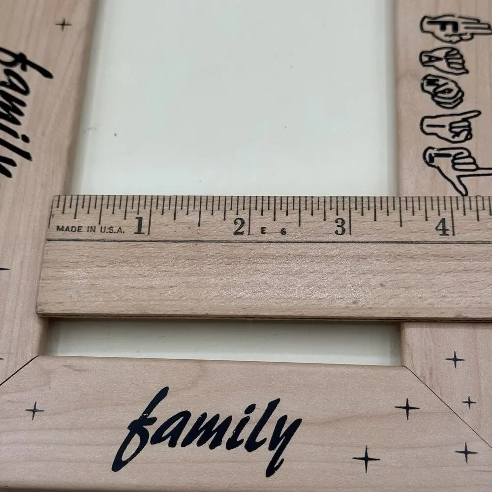 Vintage “Family” American Sign‎ Language Design Picture Photo Frame Wood
